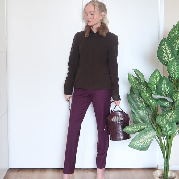 Jones New York Wool Coat / Jacket w Fur Collar - Picture 9 of 9